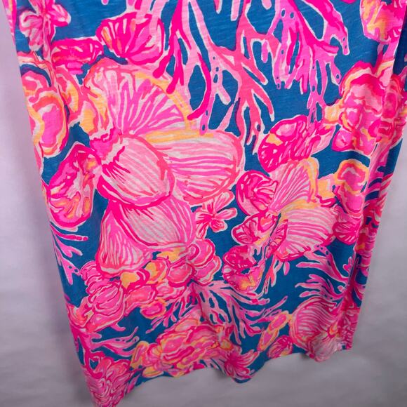Lilly Pulitzer Sleeveless Dress, Coral Print, Cotton Modal, Summer Beach Resort - Picture 8 of 10